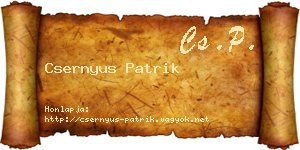 Csernyus Patrik névjegykártya